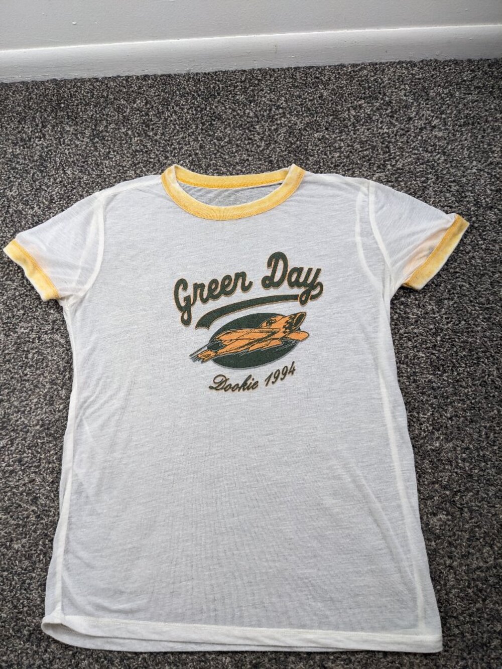 Green Day Dookie 1994 Ringer T Shirt Paper Thin Vintage Style Band Tee Sz Medium